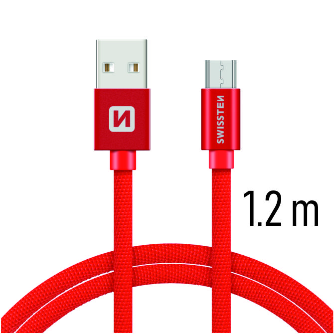 Datový kabel TEXTILE USB / micro USB 1,2m červený